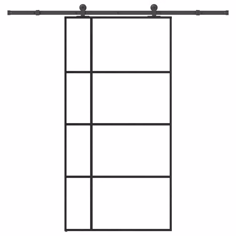 Berkfield Home Modern Sliding Door with Hardware Set, Black Aluminium and Transparent ESG Glass, W: 102.5 cm, H: 205 cm