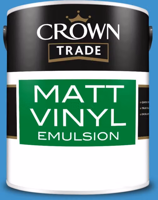 Crown Trade Water Based Vinyl Matt Paint in Peek-A-Boo Blue, 5 l