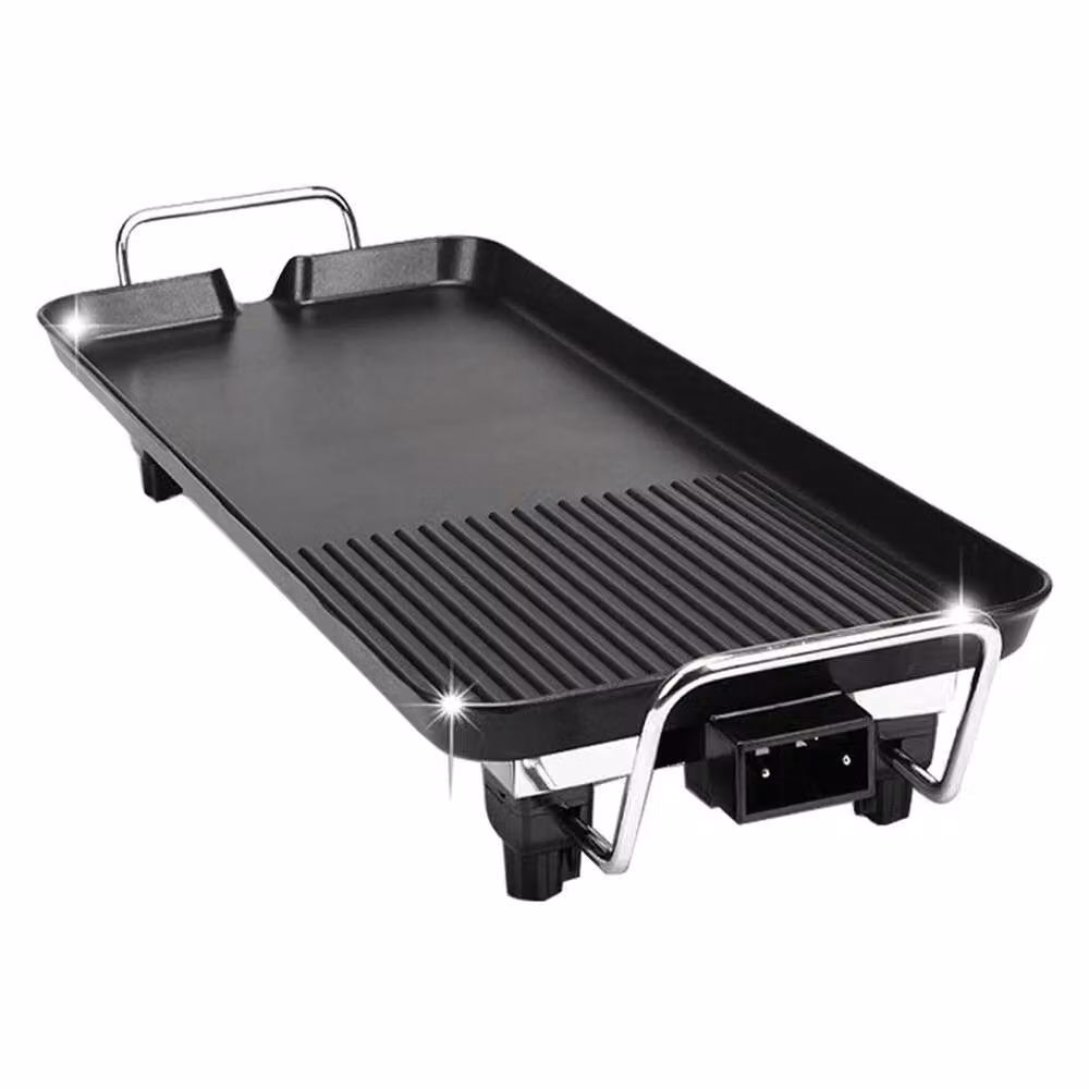 NESTLUNE Electric Teppanyaki Table Top Grill Griddle BBQ Hot Plate, Black, W: 100 cm, D: 15 cm, H: 15 cm – 2