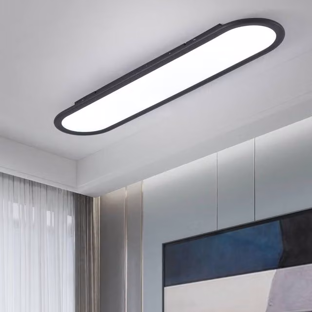 NIVOR Modern LED Linear Ceiling Light in Black, 70 cm
