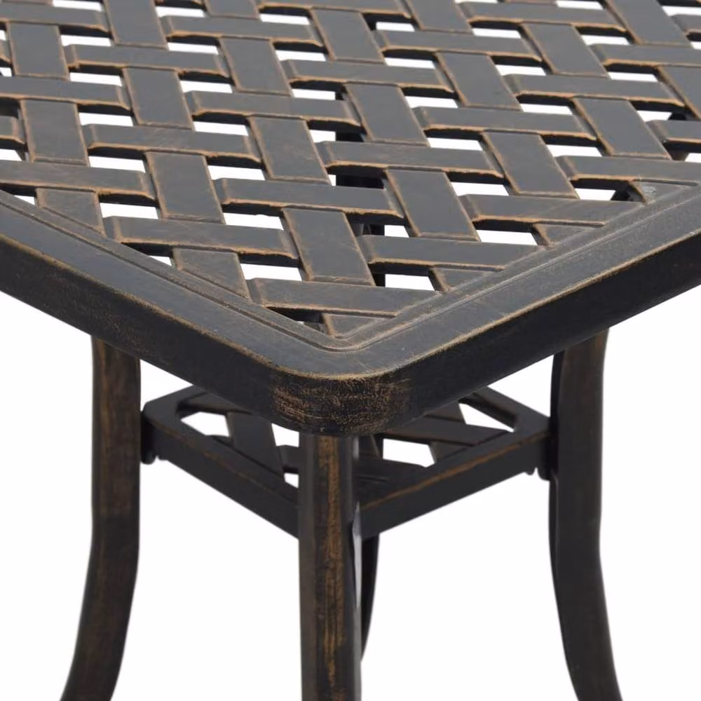 Berkfield Home Bronze Cast Aluminium Garden Table in Brown W/D/H: 53 x 53 x 53 cm – 5