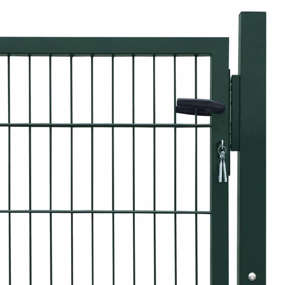Berkfield Home Durable 2D Single Steel Swing Fence Gate, Green, W: 106 cm, H: 130 cm – 4
