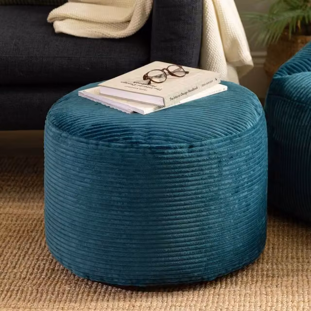 icon Milano Bean Bag Footstool in Petrol Green Corduroy – 2
