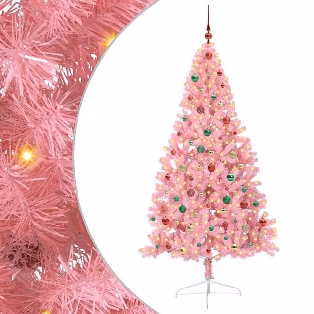Berkfield Home Pre-lit Artificial Christmas Tree in Pink, Height: 180 cm – 1