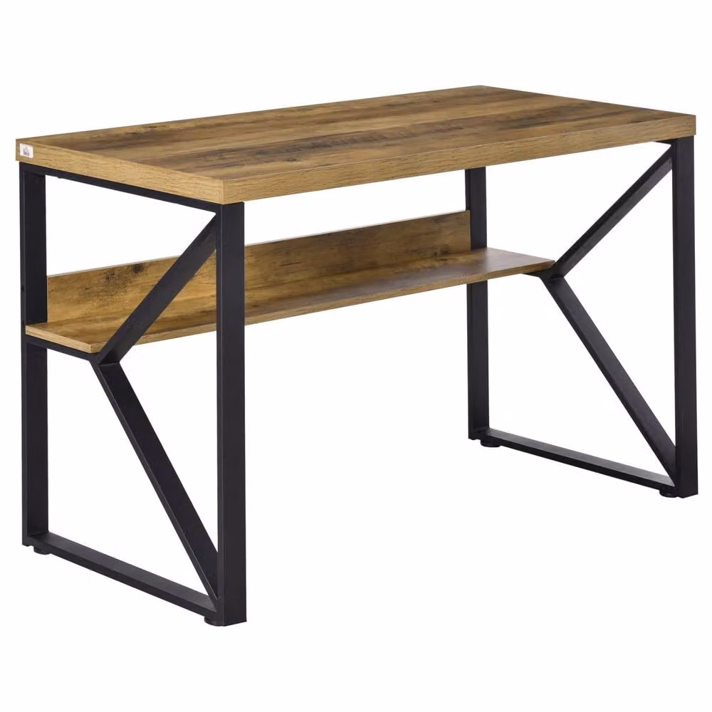 Wyld Haus Filudi Writing Desk in Black and Brown Wood Effect with Storage Shelf, W: 120 cm, D: 60 cm, H: 76 cm – 2