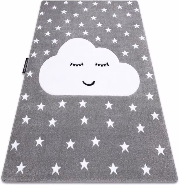 RugsX Petit Grey Star Pattern Rectangular Rug, W: 80 cm, L: 150 cm
