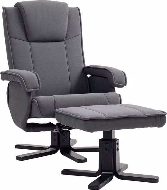 HOMCOM Rocker Swivel Recliner Chair with Footstool in Grey Velvet – 1
