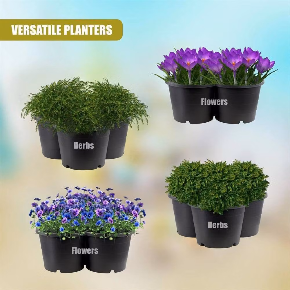 EONLION Black Plastic Stackable Trio Planter Tub – 3