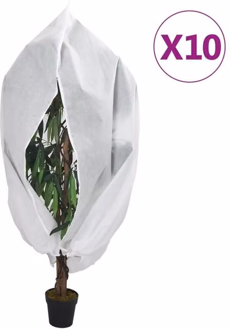 Berkfield Home Plant Fleece Covers with Zip, White, 10 Pack, W: 2.36 m, H: 2 m