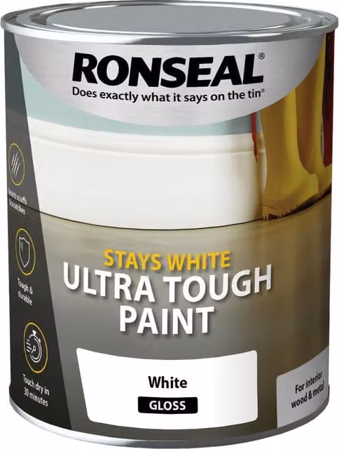 Ronseal Stays White Ultra Tough Gloss Paint - White