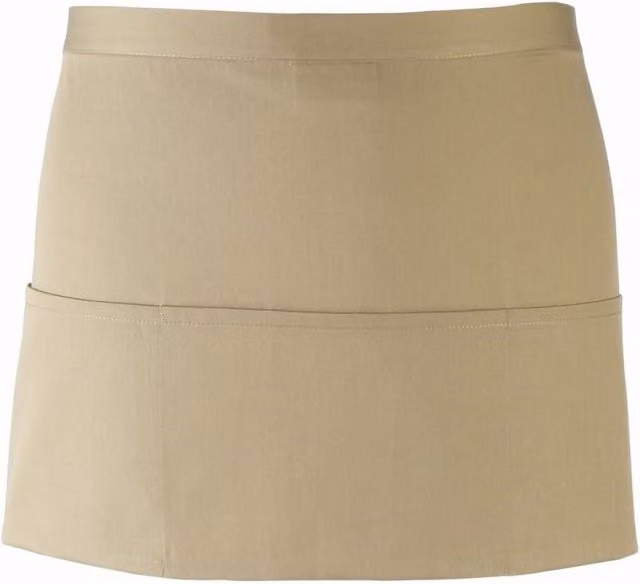Premier Women's 3 Pocket Poly-Cotton Workwear Apron in Khaki and Beige