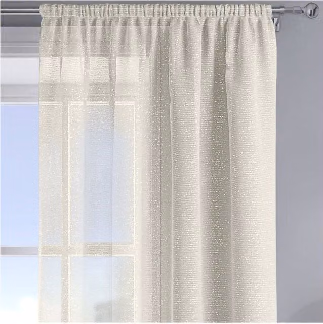 Velosso Alessandria Sheer Voile Fabric Panel with Slot Top in Cream, Width: 137 cm, Drop: 122 cm