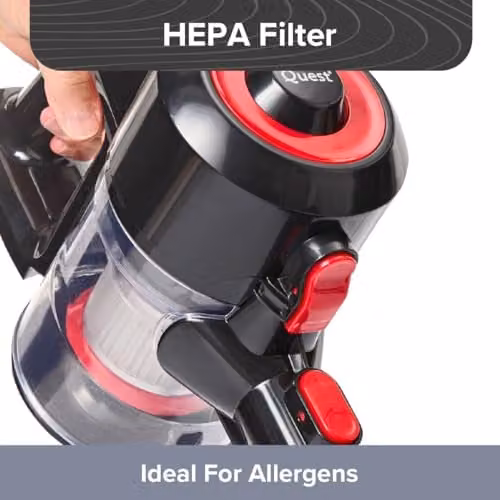 Quest 5-in-1 Lightweight Cordless Vacuum with 150W Suction, 40 Minute Battery Life and 650ml Bagless Dust Tank, featuring Washable HEPA Filter and LED Display – 6