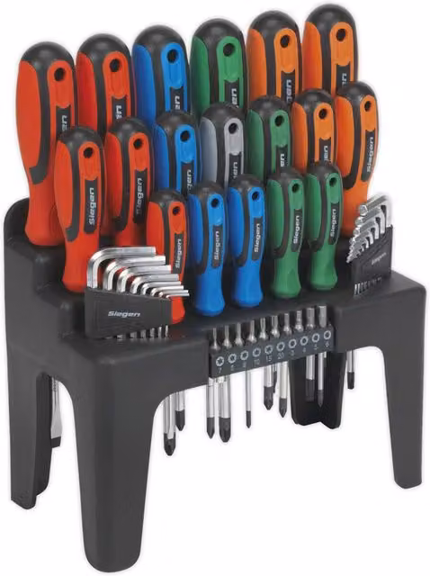 Loops 44 Piece Multicolour Large Screwdriver Hex Key and Bit Set with Storage Stand – 1