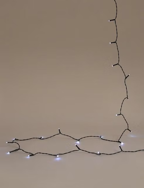 M&S 100 Bright White LED Battery Operated Lights with Timer, White