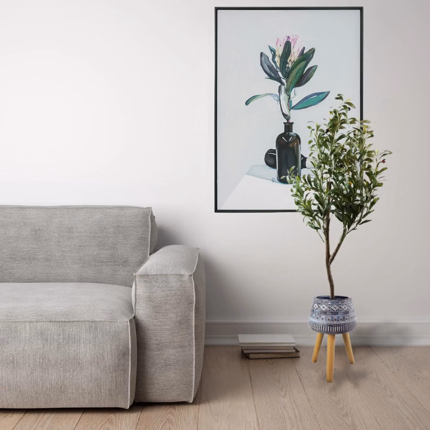Pegdev 120cm Artificial Olive Tree with Rustic Planter in Green, Black or Blue – 2