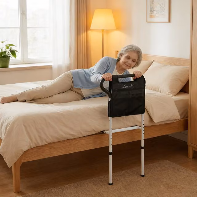 Levede Adjustable Safety Bed Rails Mobility Aid for Seniors and Adults, White