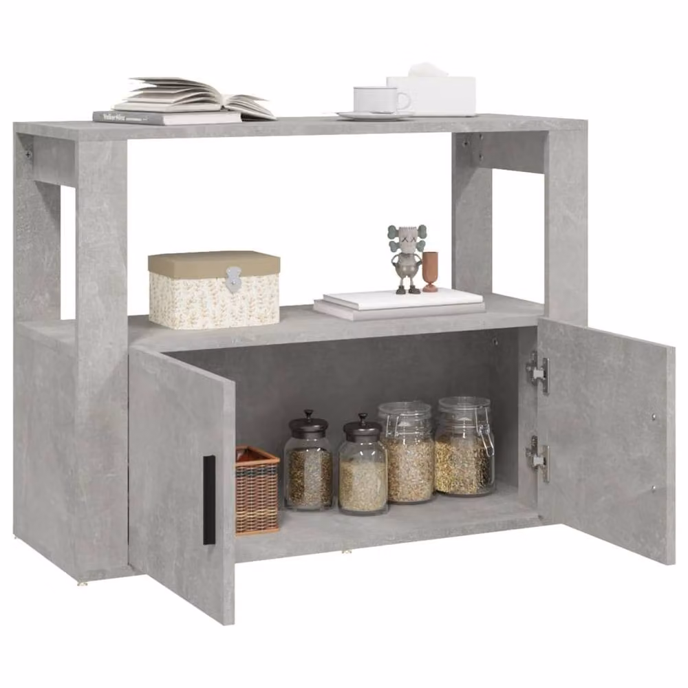Berkfield Home Modern Sideboard in Concrete Grey, W/D/H: 80 x 30 x 60 cm – 2