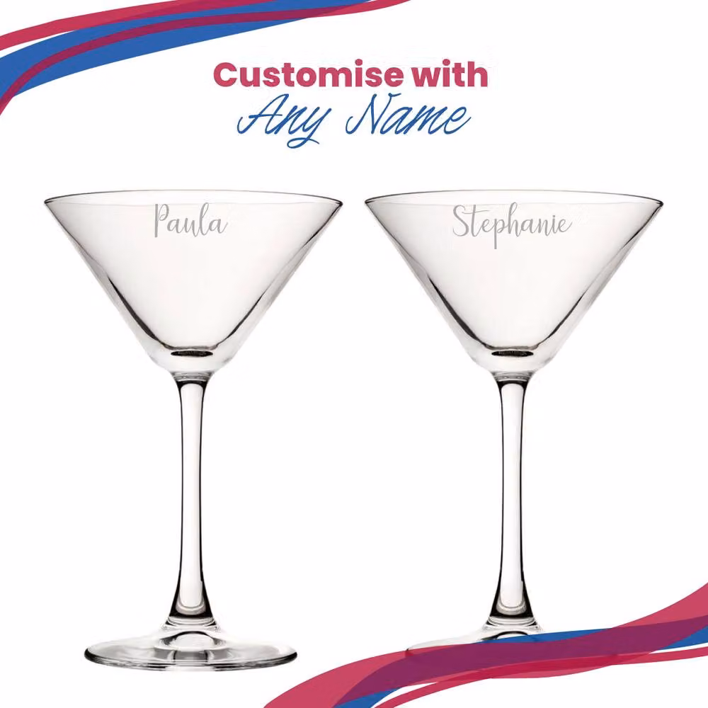 Uniqueful Personalised Enoteca Martini Cocktail Glass with Custom Script Name, Clear, 7.5oz – 3