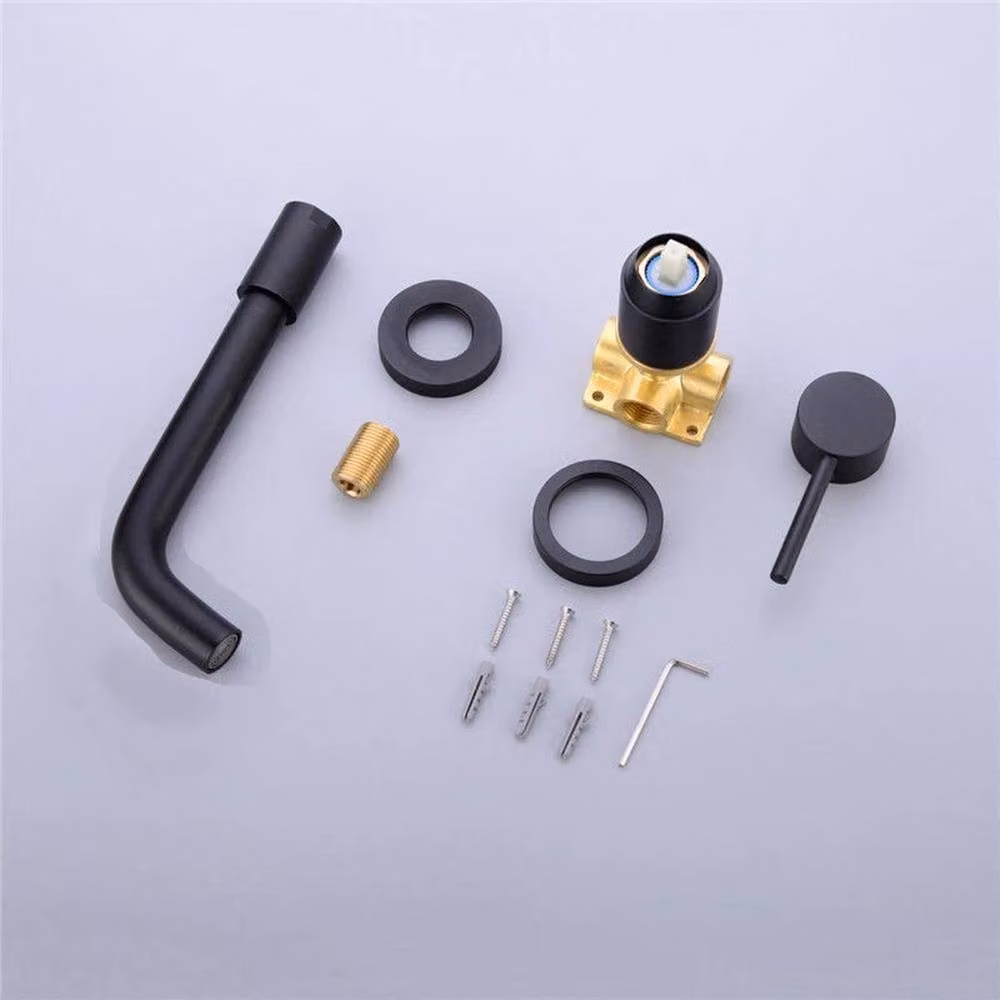 Hinsinc Wall Mounted Brass Basin Mixer Tap in Matt Black – 2
