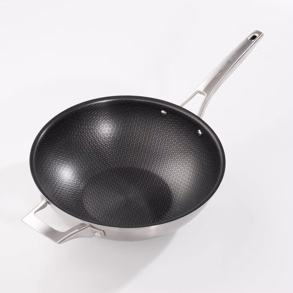 Hairy Bikers Non Stick Extra Durable Hex Guard Wok in Silver, Diameter: 30 cm – 3