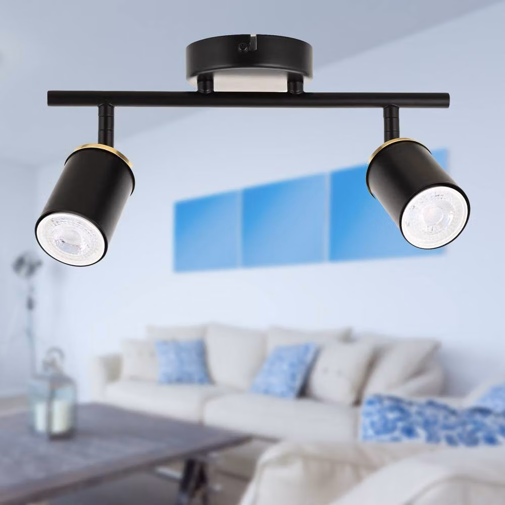 First Choice Lighting Larbert Modern Black and Gold/Brass 2 Way Adjustable LED Ceiling Spotlight Fitting – 4