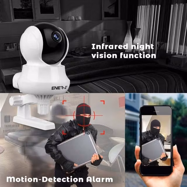 EnerJ Smart Multifunction Wireless Pan Tilt IP Camera, White