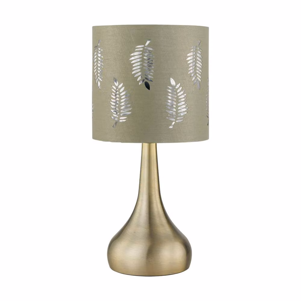 First Choice Lighting Romana Set of 2 Antique Brass Touch Table Lamps with Sage Green Fabric Shades – 2