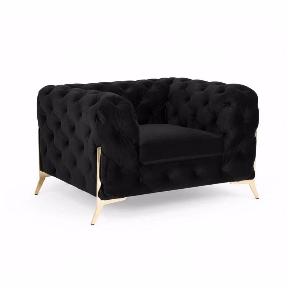 Stratus Interiors Black Plush Velvet 1 Seater Italian Chesterfield Sofa – 2