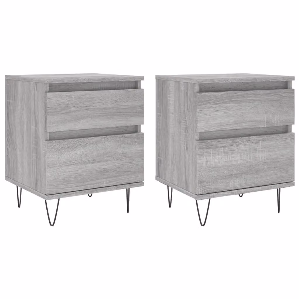 Berkfield Home Set of 2 Grey Sonoma Bedside Cabinets, W/D/H: 40 x 35 x 50 cm
