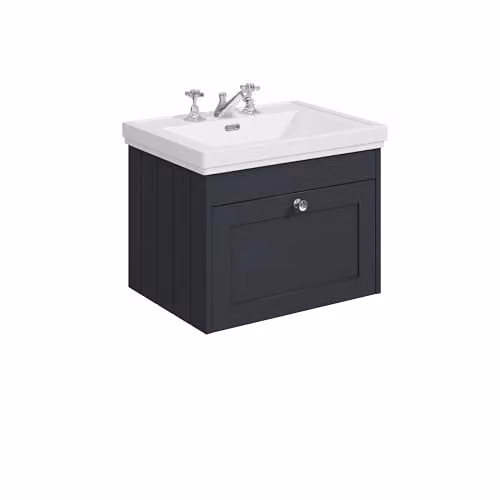 Balterley Wall Hung Single Drawer Bathroom Vanity Unit with 3 Tap Hole Basin in Matt Dark Grey W/D/H: 60.0 x 45.3 x 43.1 cm – 3