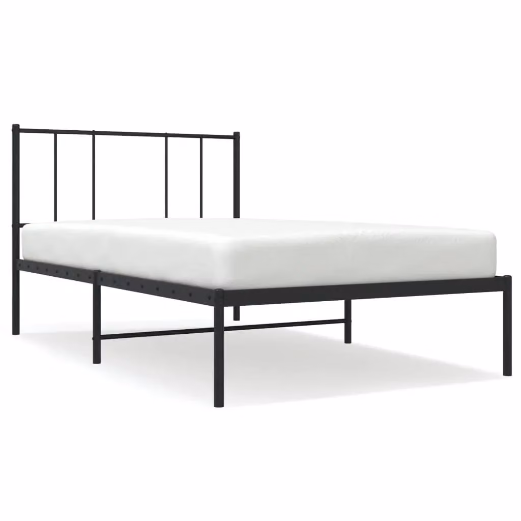 Berkfield Home Metal Bed Frame with Headboard in Black, W/D/H: 90 x 200 cm – 2