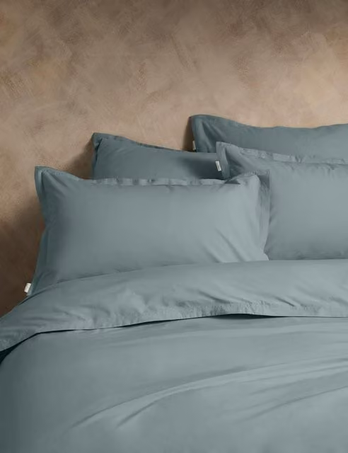 M&S x Fired Earth Washed Cotton Duvet Cover in Storm Blue