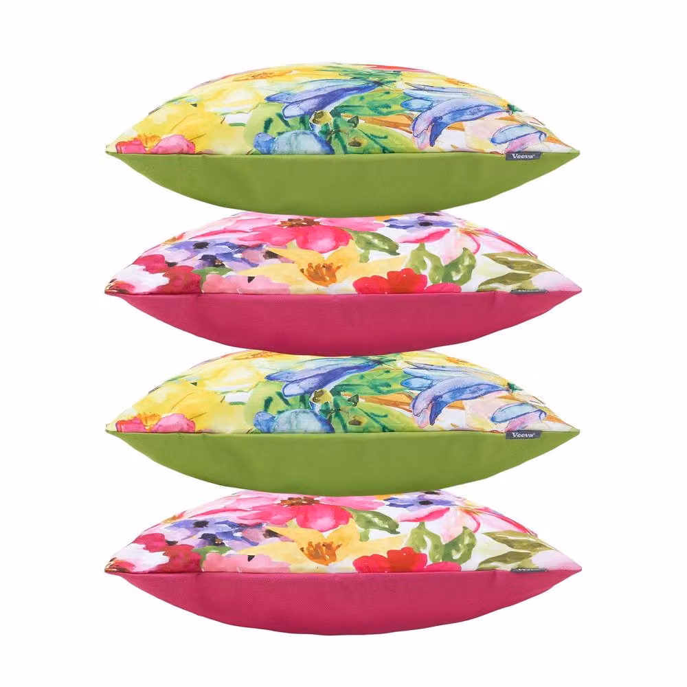 ICON Meadow Print Set of 4 Pink Floral Outdoor Cushions, W/D/H: 43 x 43 x 43 cm – 3