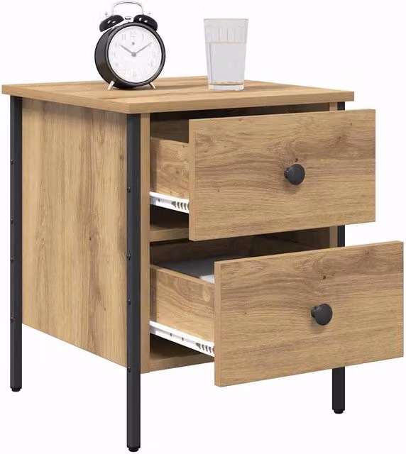 Berkfield Home Modern Artisan Oak Bedside Cabinet in Beige, W/D/H: 40 x 42 x 50 cm