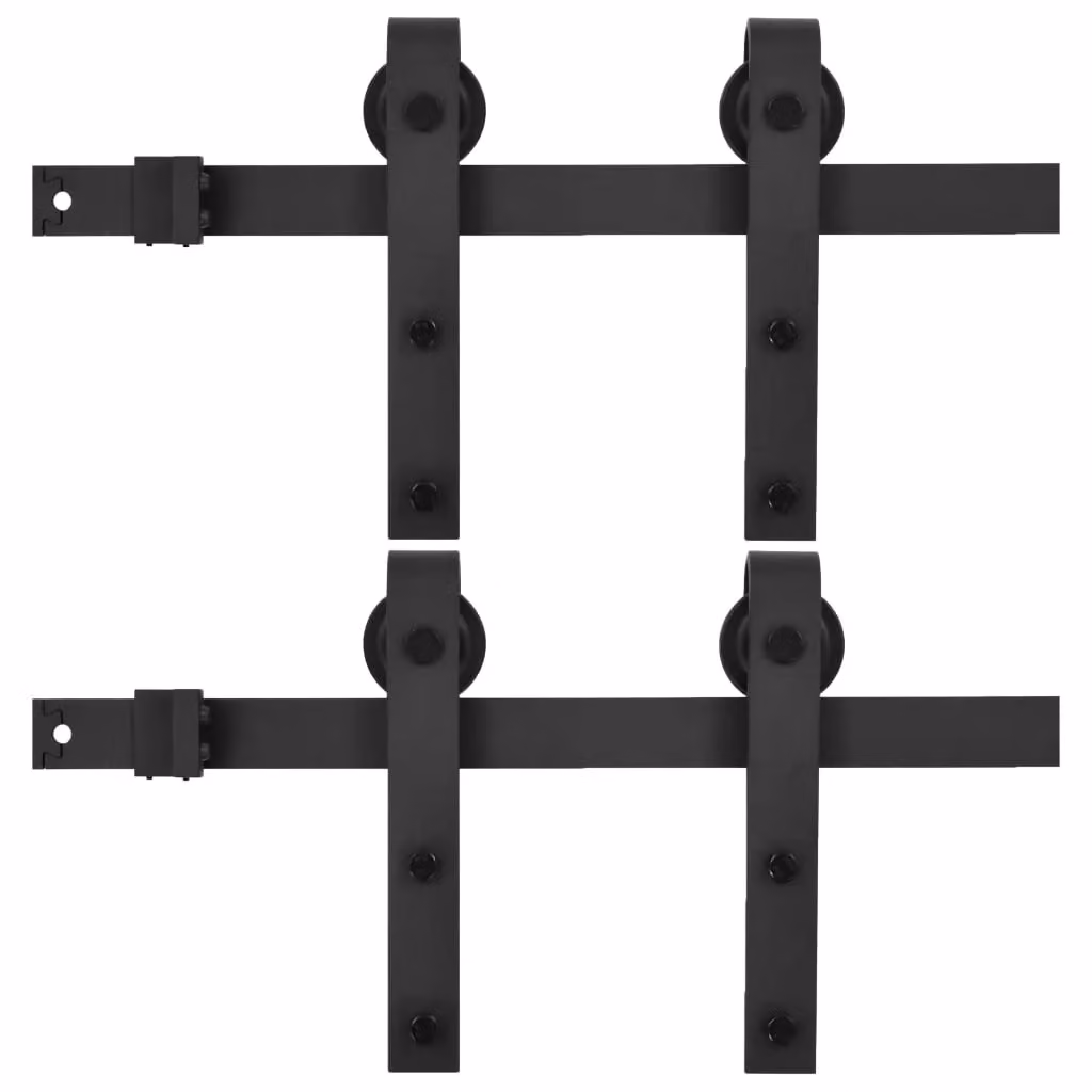 Berkfield Home Sliding Door Hardware Kit, 2-Piece Steel Set in Black, 200 cm – 2