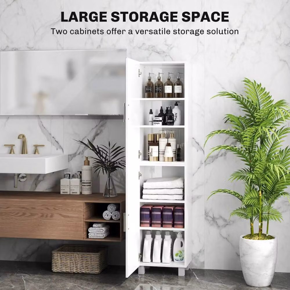 Wyld Haus Valatti Freestanding Tall Bathroom Storage Cabinet in White High Gloss, H 167.5 x W 40.0 x D 30.0 cm – 4