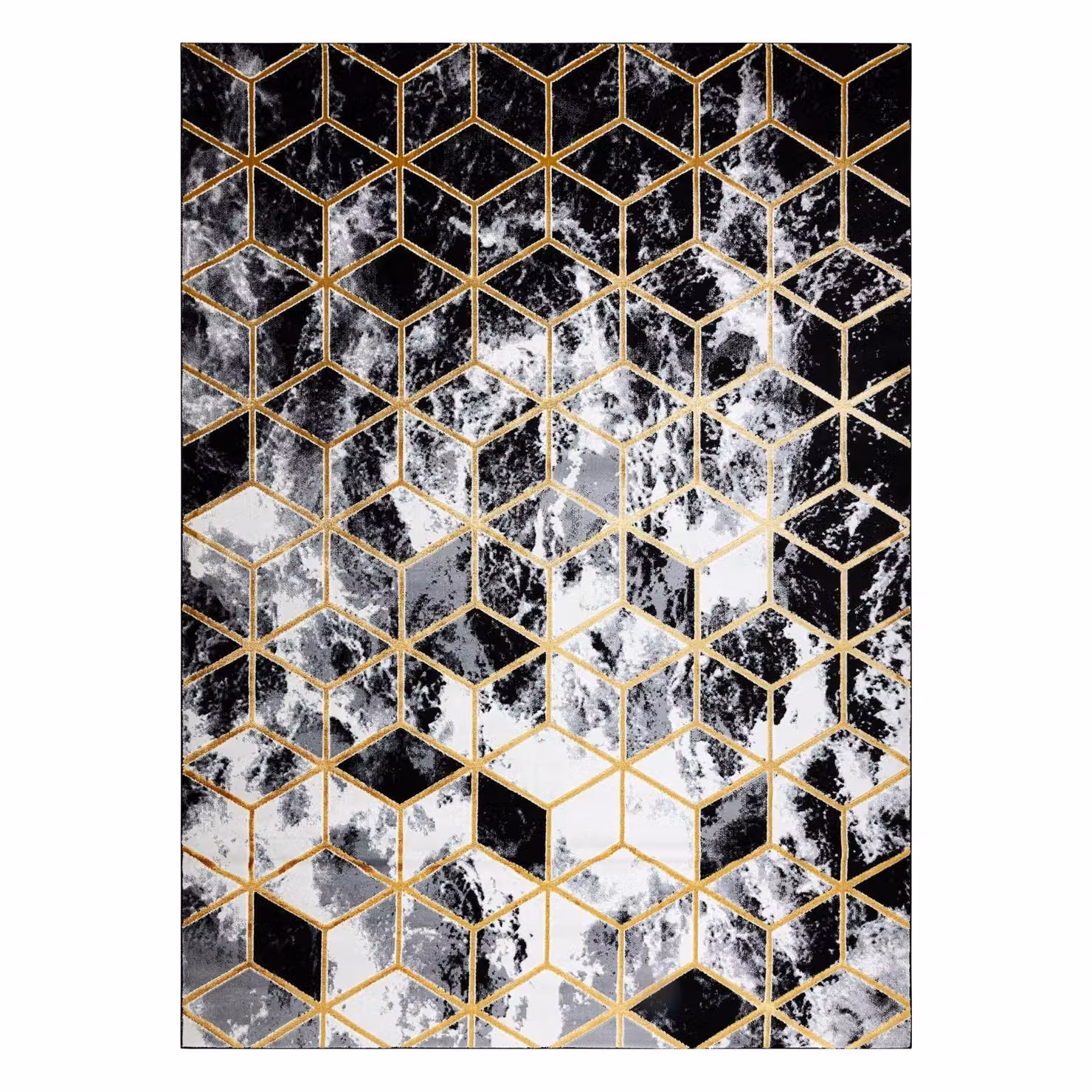 RugsX Gloss Geometric Art Deco Rug in Black, Grey and Multicolour, W: 240 cm, D: 330 cm – 3