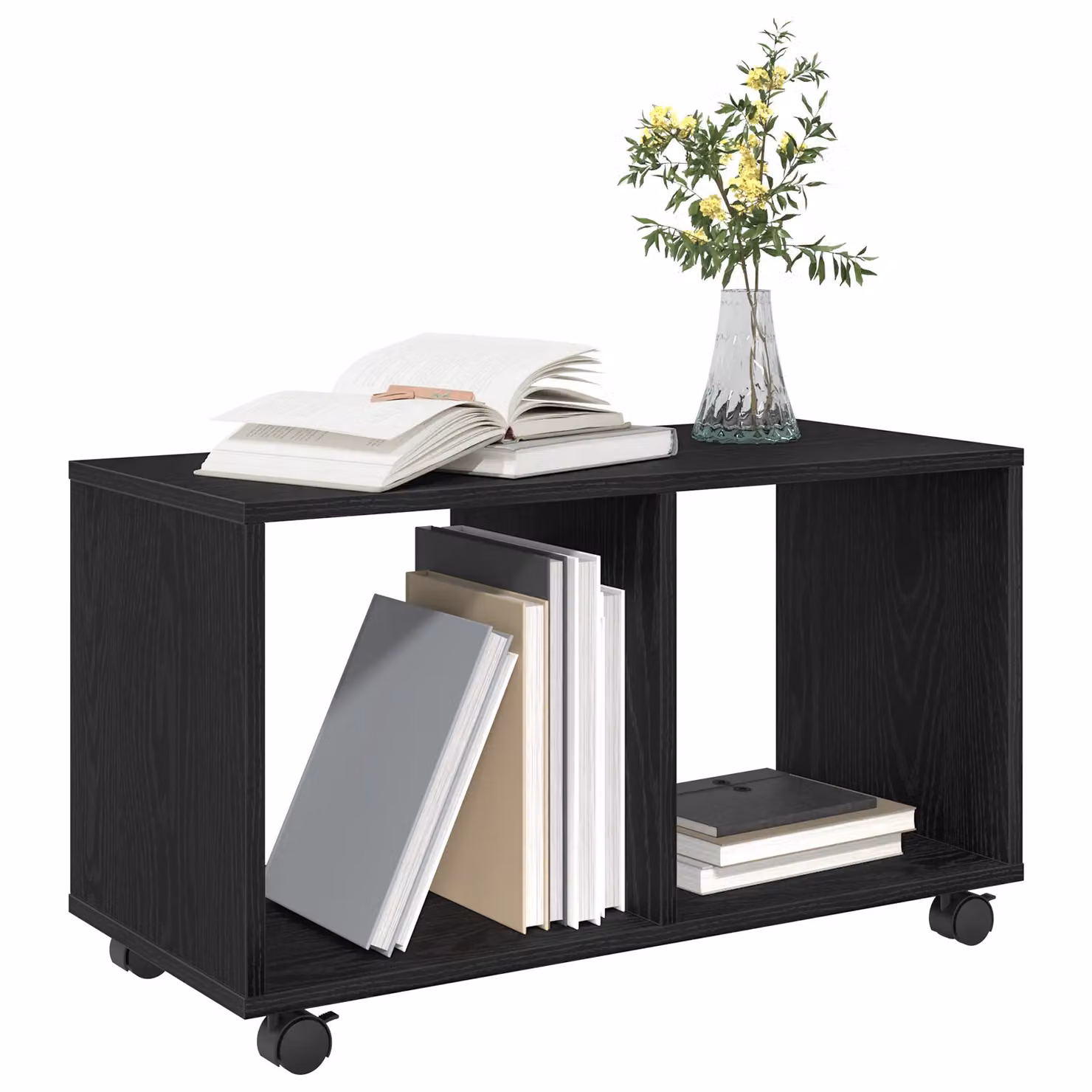 Berkfield Home End Table with Wheels in Black Oak, W/D/H: 72 x 33 x 42.5 cm – 3