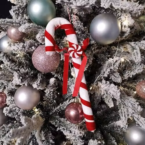 Samuel Alexander Red and White Striped Hanging Christmas Candy Cane Textile Pendant Decoration, 29 cm – 1