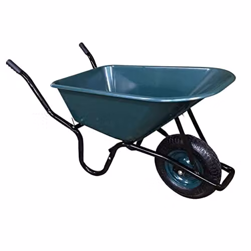 Samuel ALEXANDER Heavy Duty Outdoor Pneumatic Plastic Garden Wheelbarrow, Green, 110 Litre, 150kg Capacity – 1
