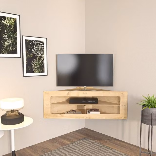 Decorotika Sala Minimalist Wood TV Stand in Brown