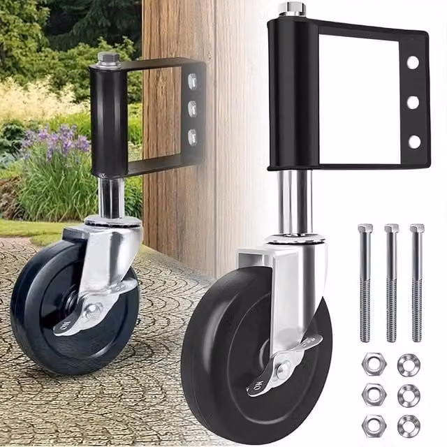 SPETLEK Black Swivel Gate Roller Wheels with 100 kg Load Capacity
