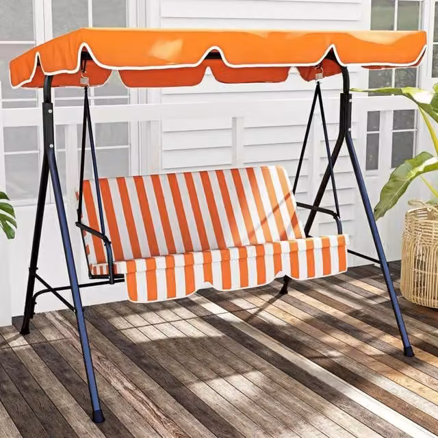 Chilli Seating 3 Seat Adjustable Sporty Swing Seat with Sun Canopy and Cushions in Orange