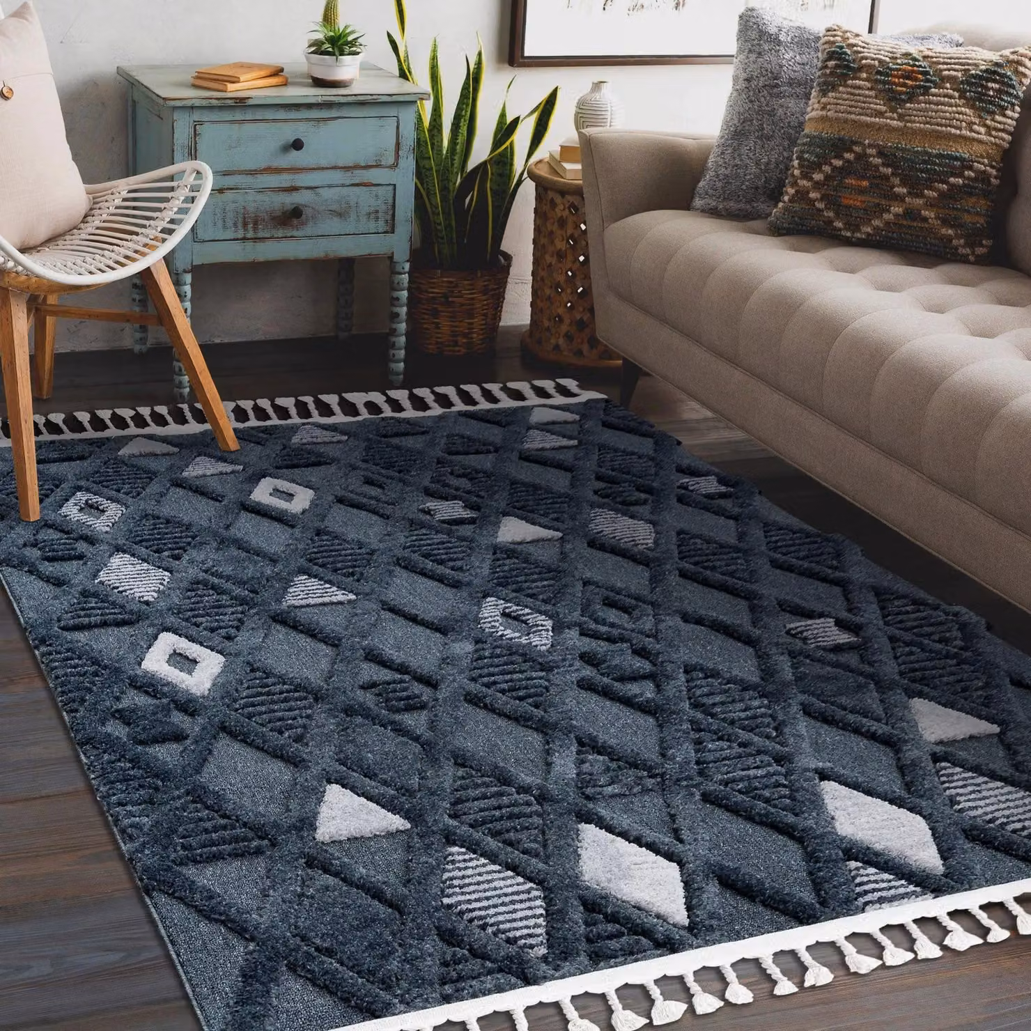 RugsX Sevilla Moroccan Blue Rectangular Rug, W: 80 cm, L: 150 cm – 3