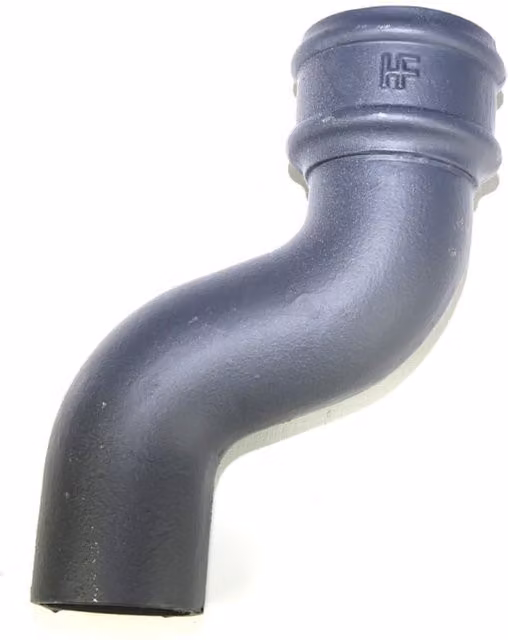Hargreaves Premier Cast Iron Round Downpipe Offset, Grey, Projection: 11.5 cm, Height: 15 cm