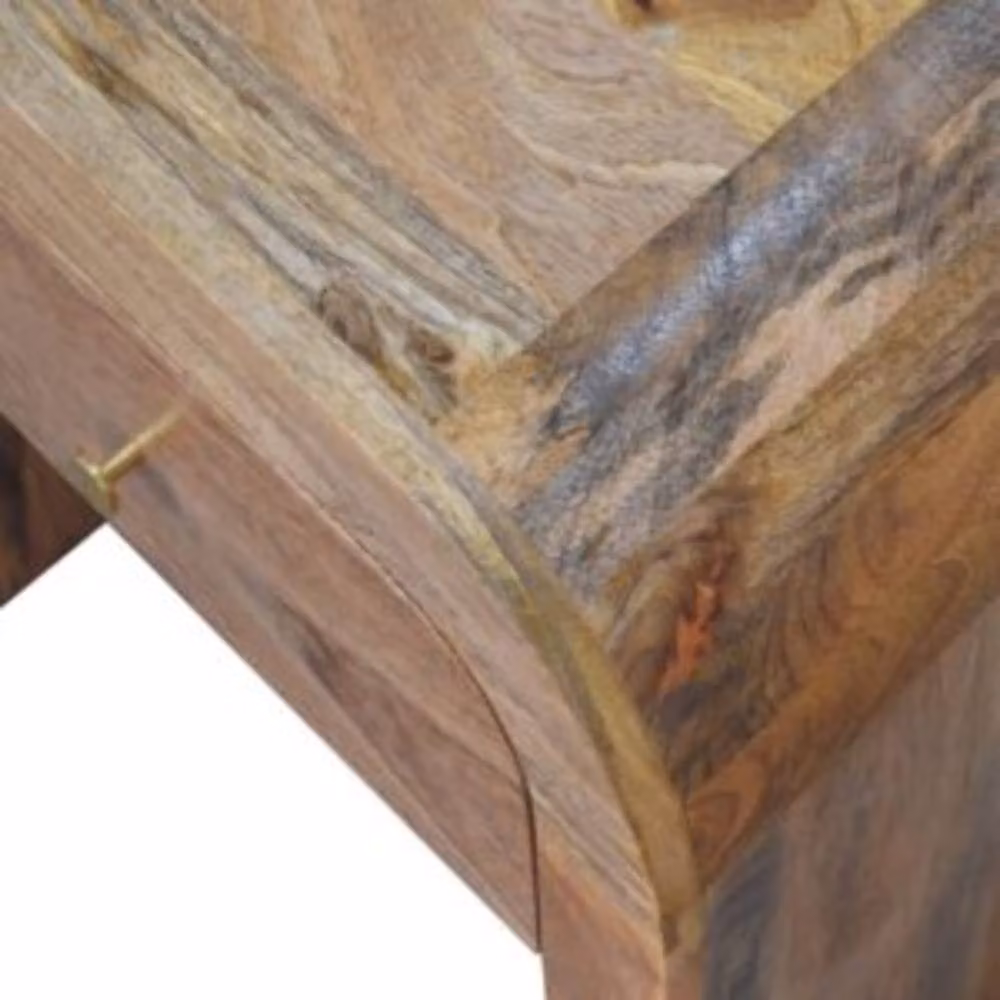 Wyld Haus Tende Curved Mango Wood Bedside Table with Drawer in Brown W/D/H: 40 x 35 x 45 cm – 3