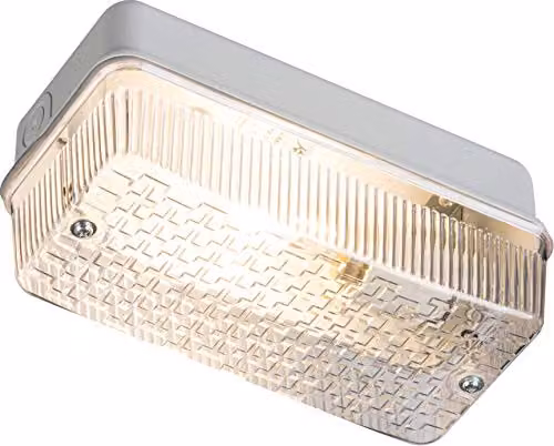 Netlighting IP65 Bulkhead Lamp with Transparent Prismatic Diffuser and Aluminium Base, B22, 100W, Grey