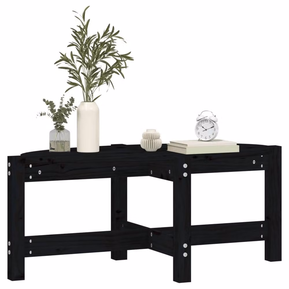 Berkfield Home Black Rustic Solid Pine Coffee Table W: 87 cm, D: 48 cm, H: 35 cm – 3