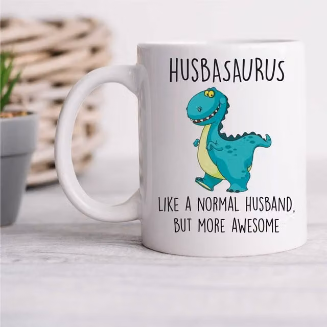 60 Second Makeover Husbasaurus Men's Ceramic Mug in White